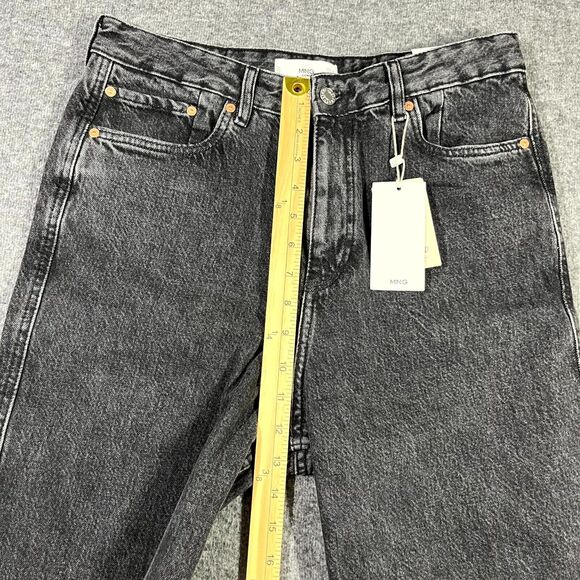 MNG Mango High Waist Tapered Fit Jeans Black Womens Size USA 6 EUR 38 (30x30) - Picture 4 of 15